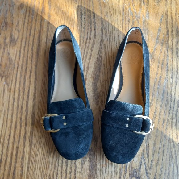 Tory Burch Black Suede Smoking Loafer Academia Quiet Luxury Size 7.5 - Picture 8 of 16